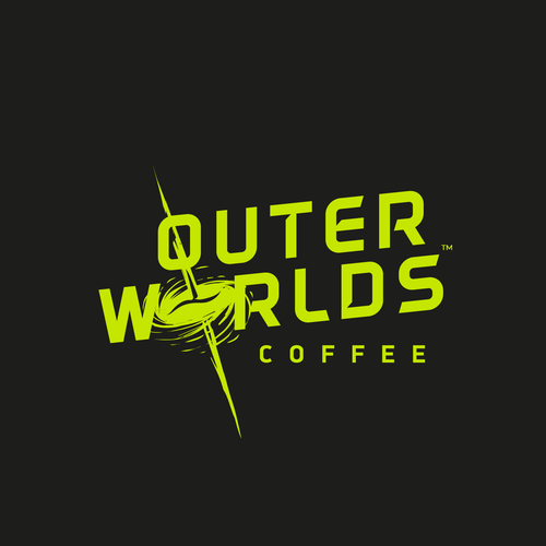 Coffee bean logo with the title 'outer worlds coffee'