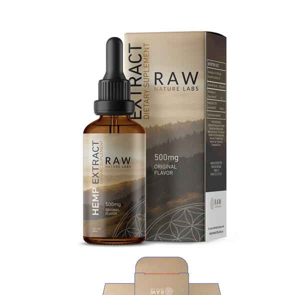 Hemp oil packaging with the title 'Hemp Oil Extract'