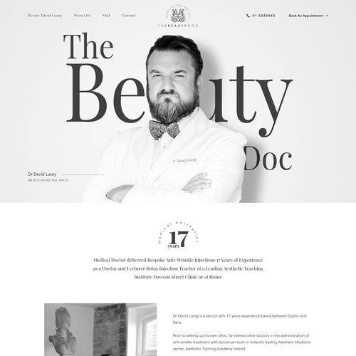 Clinic design with the title 'The Beauty Doctor Website'