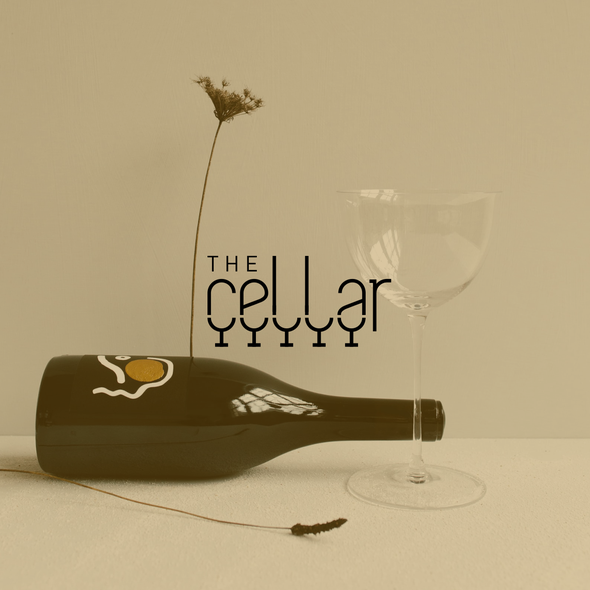 Wine bar logo with the title 'The cellar'