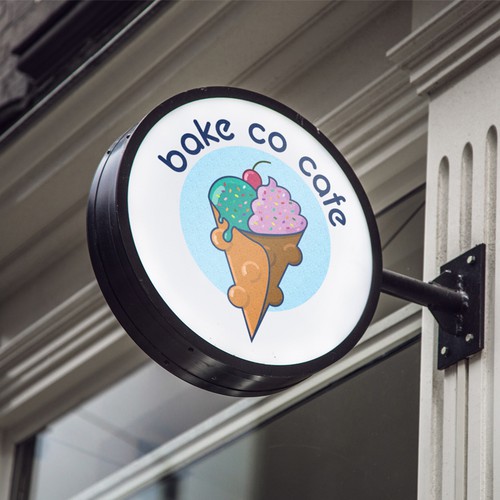 Waffle logo with the title 'Logo for Bubble Waffles with ice cream '