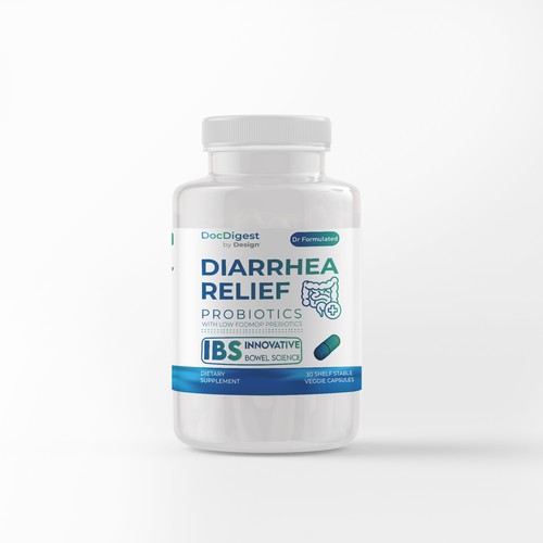 Medical label with the title 'Pill bottle mockup for dietary supplement'