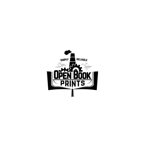 Mechanic logo with the title 'Logo design for Open Book Prints '