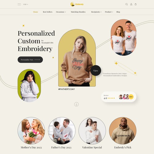 Clothing website with the title 'Embroidery Product Selling Website's Landing Page '