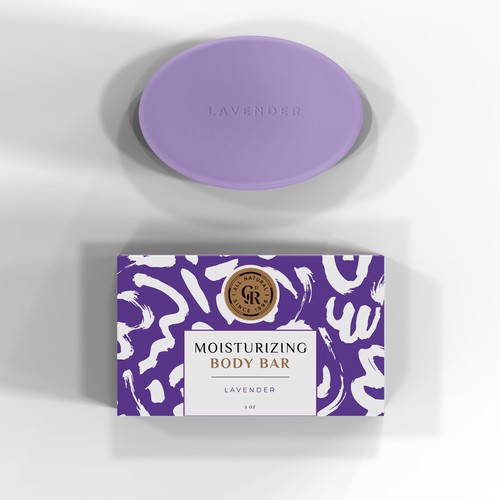 Soap packaging with the title 'Moisturizing Body Bar box design'