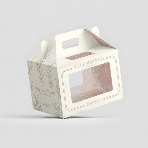 Cake packaging with the title 'Celebration Cake Box Artwork Design'