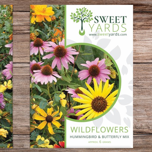 Packet design with the title '"Sweet Yards" Seed Sachets / Packets'