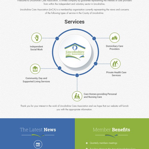 Consultant website with the title 'Website Redesign for lincolnshirecare '