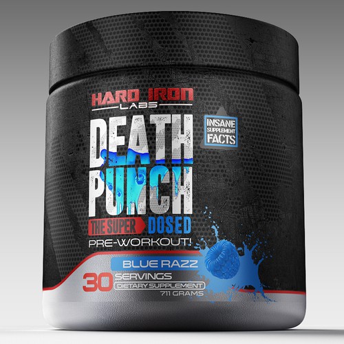 3D label with the title 'death punch label design'