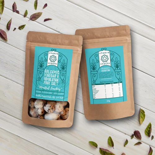 Snacks design with the title 'Chakra Snacks Label Design'