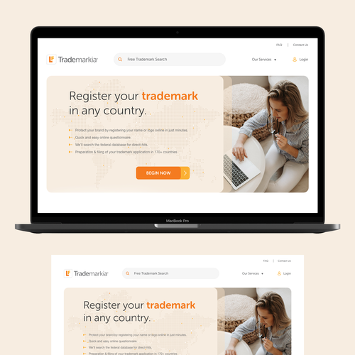 Icon website with the title 'Website design for Trademarkia.com'
