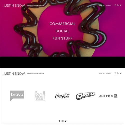 Video website with the title 'Video Producer and Director Custom Website'