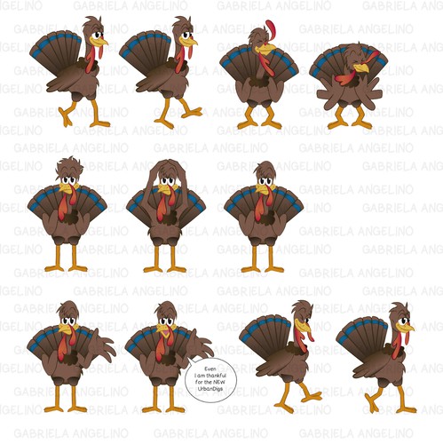 Animated illustration with the title 'Animation - Turkey Thanksgiving Cartoon'