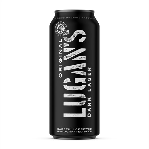 Alcohol packaging with the title 'Lugan's Dark Lager'