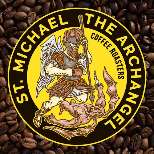 Demon logo with the title 'St. Michael The Archangel Coffee Roasters'