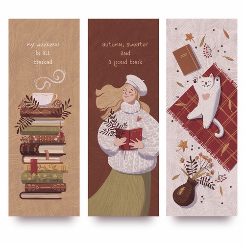 Cozy design with the title 'Set of Bookmarks'