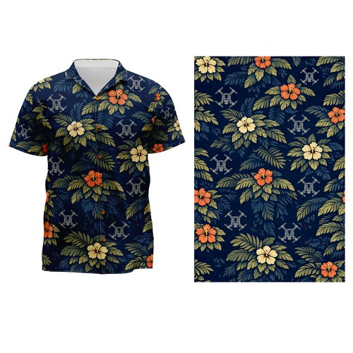 Hawaiian design with the title 'Hawaiian Style Shirt'