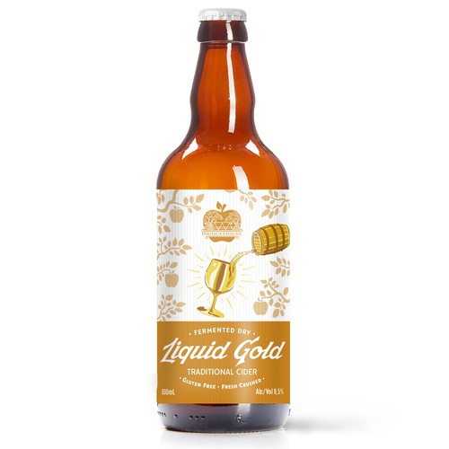 Cider label with the title 'Cider Label Design - Liquid Gold'