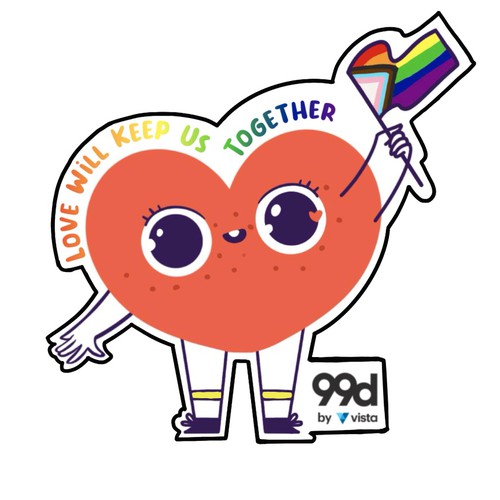 Heart illustration with the title 'Sticker for pride'