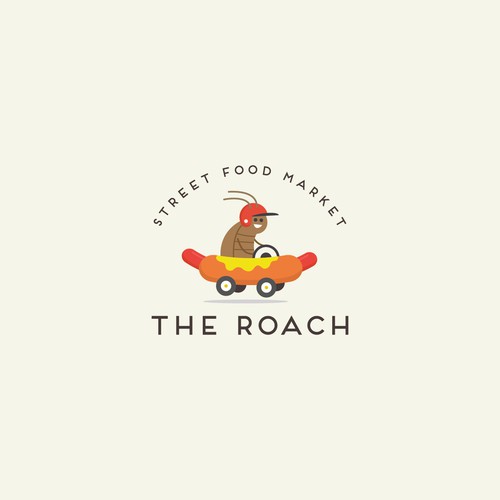 Street food logo with the title 'the roach logo design'
