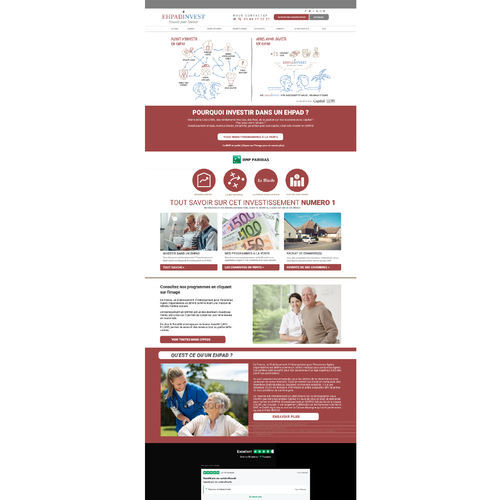 Redesigned website with the title 'Refonte de siteweb pour fondes de retraite'