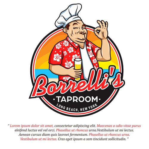 Beach bar design with the title 'Borrelli's Taproom'