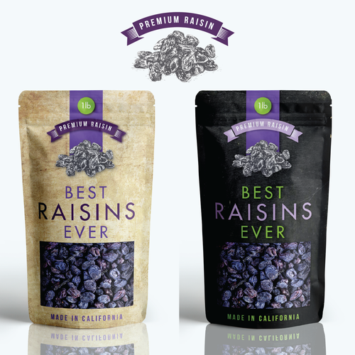 Eye-catching packaging with the title 'Best Raisins Ever'