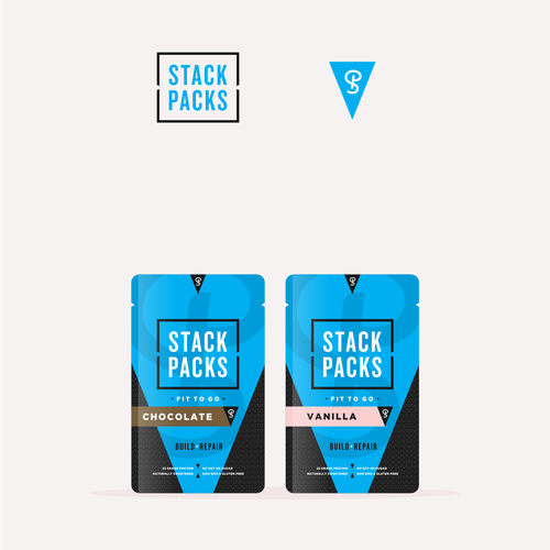 Brand packaging with the title 'Stack Packs'