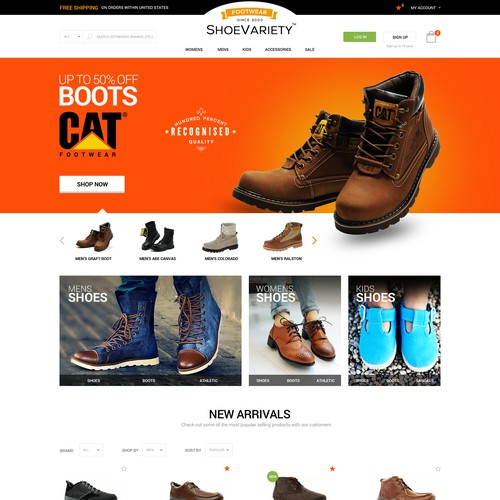 Shoe design with the title 'Footwear Store Website Design Contest - Winner Guaranteed'
