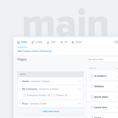Admin design with the title 'UI-UX For Content Publishing System Upgrade'