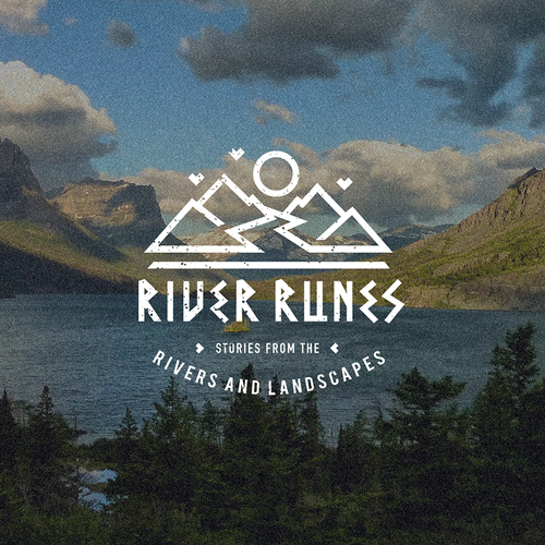 River logo with the title 'Geometric landscape logo for River Runes'