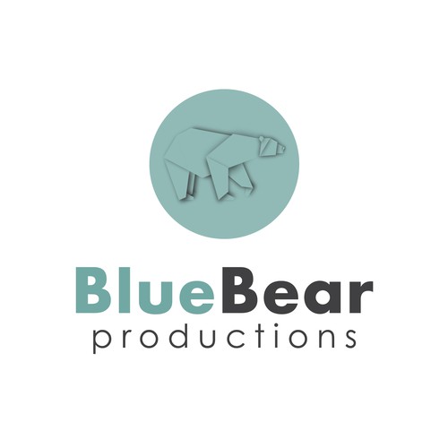 Origami logo with the title 'Help Blue Bear Productions with a new logo'