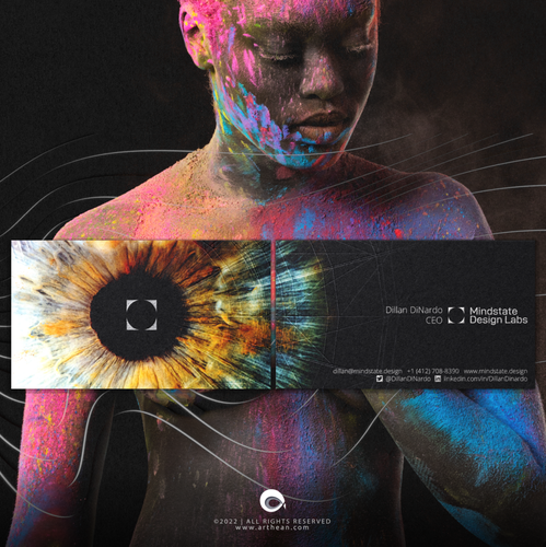 Computer design with the title 'Business Card for Mindstate Design Labs'