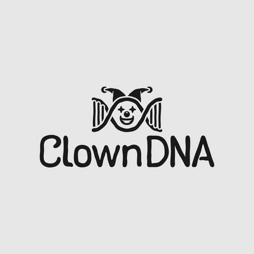 Clown logo with the title 'Clown and DNA logo'