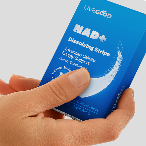 Amazon packaging with the title 'Strips supplement minimalist packaging design'