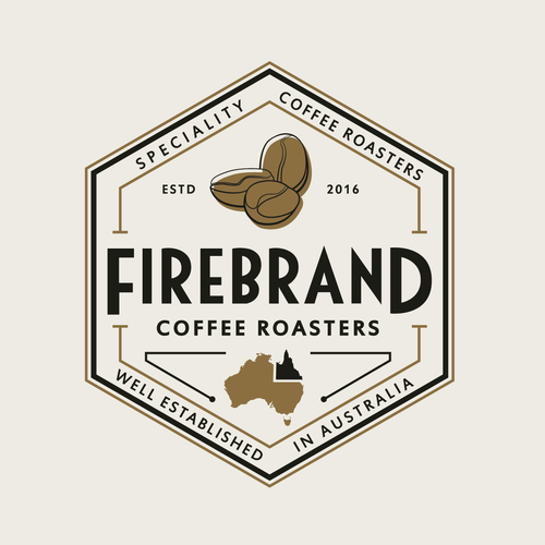 Coffee shop brand with the title 'Australian Coffee Roasters: Firebrand'