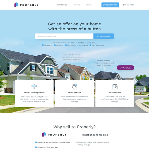 Real estate website with the title 'Properly'