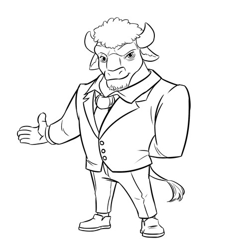 Formal design with the title 'Bison Character Concept'