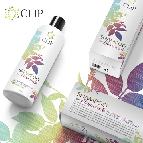 Hair packaging with the title 'Hair care product line for beauty salons'