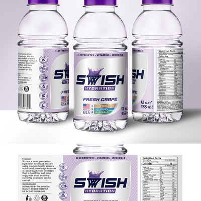 Grape Swish Hydration Bottle Label