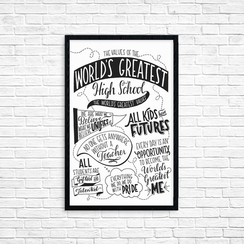 Typography artwork with the title 'Hand-Lettered, Hand-Drawn Poster'