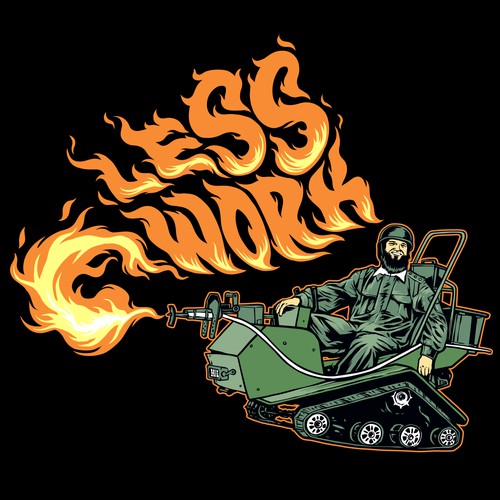 Car t-shirt with the title 'Less Work'