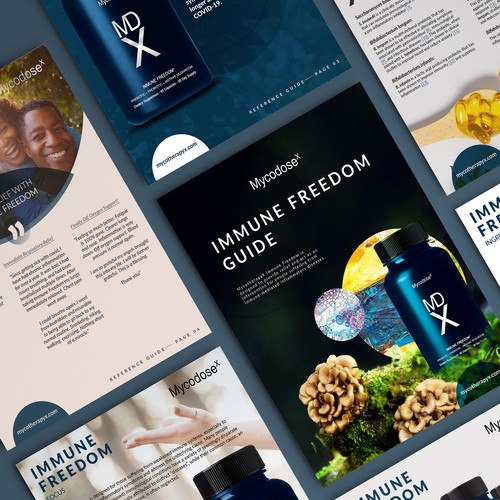 Illustrator design with the title 'MycodoseX supplement Digital Brochure'