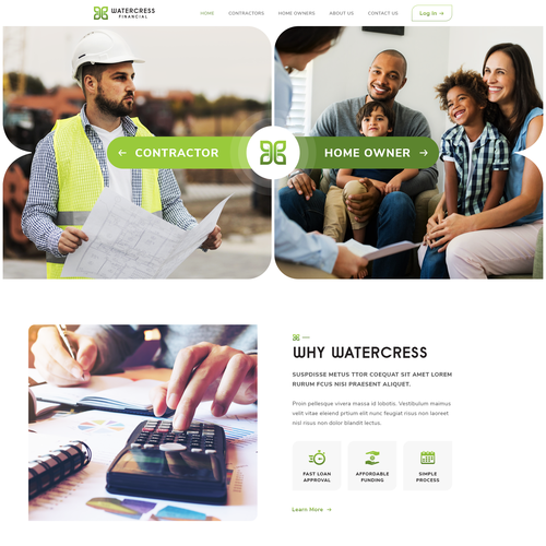 Professional website with the title 'Corporate website for company offering financing'