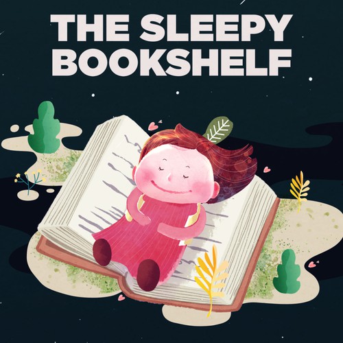Podcast cover artwork with the title 'Podcast cover picture for the sleepy bookshelf'