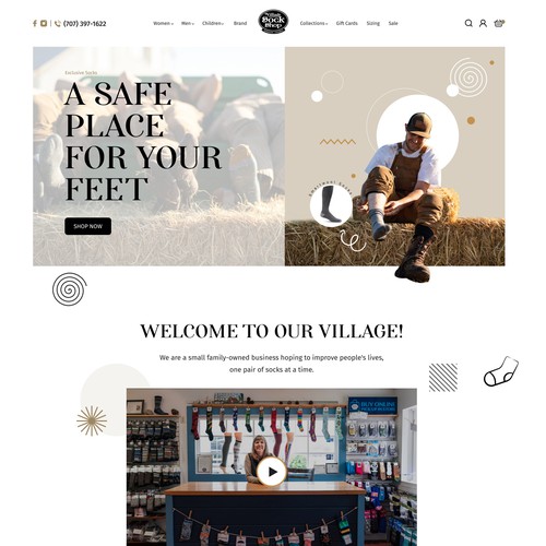 Theme website with the title 'Village Sock Shop Website Design'
