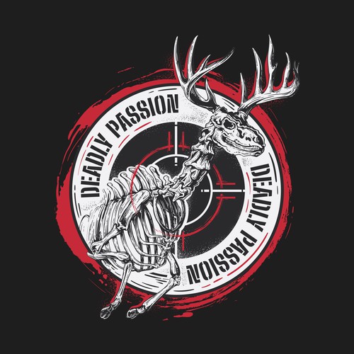 Hunter design with the title 'Skeleton Deer Illustration Tshirt Design'