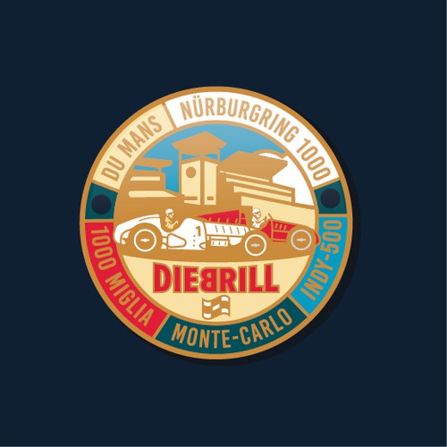 Logo illustration with the title 'vintage motor sport badge for Diebrill'