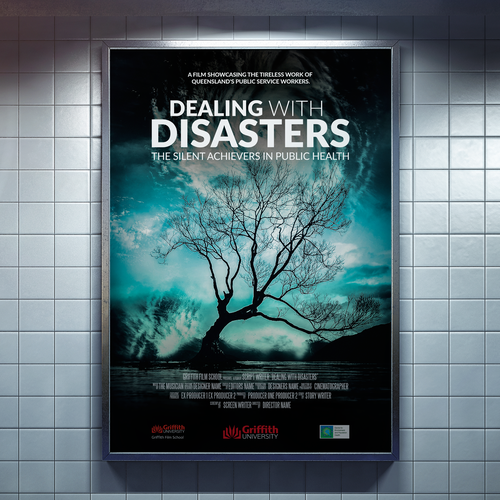 Moody design with the title 'Dealing with Disasters'
