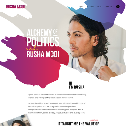 Podcast website with the title 'ALCHEMY OF POLITICS'